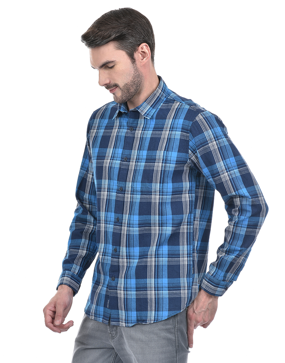 Numero Uno Men Checkered Blue Shirt